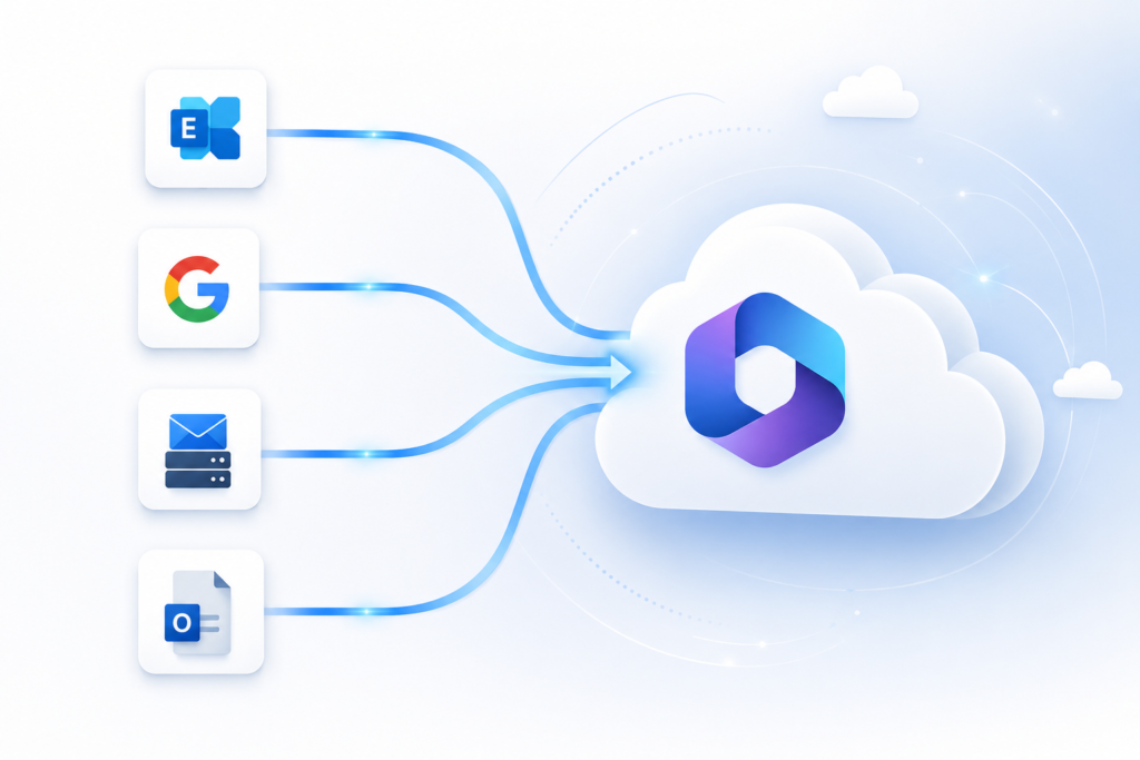 Common Office 365 migration scenarios from Exchange Server, Google Workspace, IMAP servers, and PST files to Microsoft 365