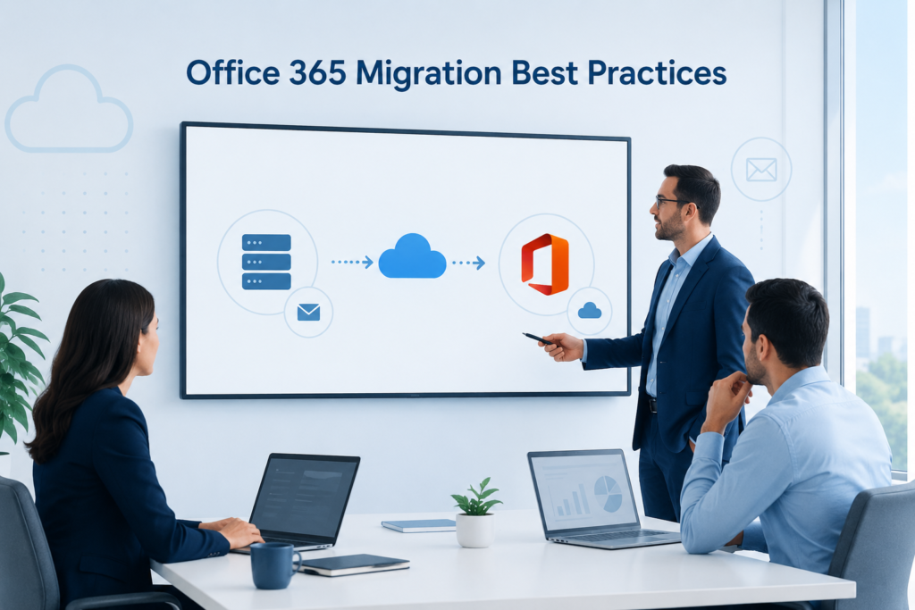 Office 365 migration best practices including planning, validation, security checks, and migration project management.
